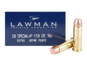 Speer Lawman Ammunition 38 Special +P 158 Grain Total Metal Jacket For Sale