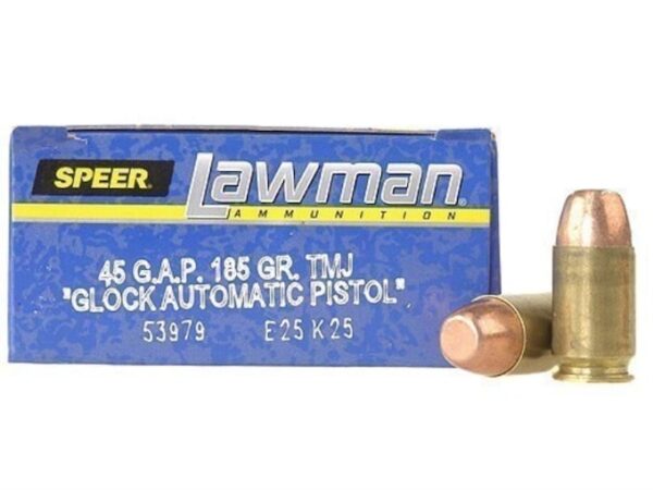 Speer Lawman Ammunition 45 GAP 185 Grain Total Metal Jacket For Sale