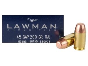 Speer Lawman Ammunition 45 GAP 200 Grain Total Metal Jacket For Sale