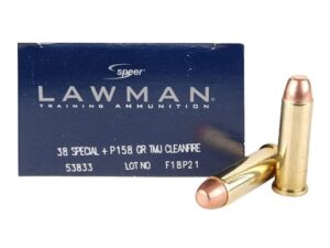 Speer Lawman Cleanfire Ammunition 38 Special +P 158 Grain Total Metal Jacket For Sale