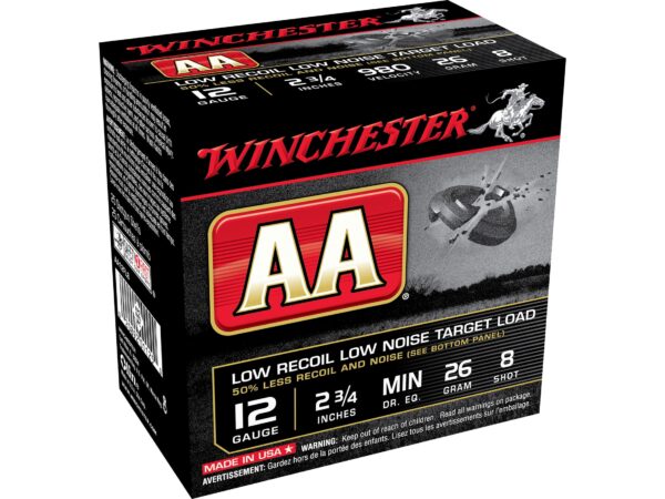 Winchester AA Low Recoil Target Ammunition 12 Gauge 2 34 78 oz 8 Shot Box of 25 For Sale 1