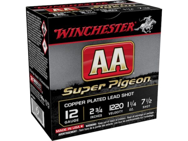 Winchester AA Super Pigeon Ammunition 12 Gauge 2-3/4" 1-1/4 oz #7-1/2 Shot For Sale