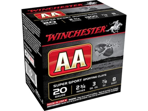 Winchester AA Super Sport Sporting Clays Ammunition 20 Gauge 2-3/4" 7/8 oz For Sale