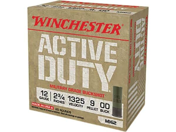 Winchester Active Duty Ammunition 12 Gauge 2-3/4" 00 Buckshot 9 Pellets For Sale