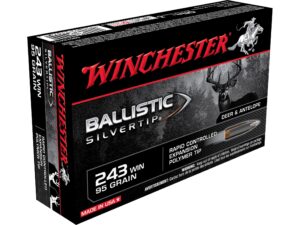 500 Rounds of Winchester Ballistic Silvertip Ammunition 243 Winchester 95 Grain Rapid Controlled Expansion Polymer Tip Box of 20 For Sale