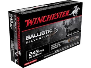 Winchester Ballistic Silvertip Ammunition 243 Winchester 95 Grain Rapid Controlled Expansion Polymer Tip Box of 20 For Sale