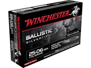 Winchester Ballistic Silvertip Ammunition 25-06 Remington 115 Grain Rapid Controlled Expansion Polymer Tip Box of 20 For Sale