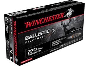500 Rounds of Winchester Ballistic Silvertip Ammunition 270 Winchester Short Magnum (WSM) 130 Grain Rapid Controlled Expansion Polymer Tip Box of 20 For Sale