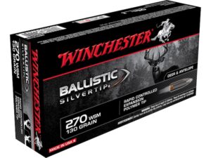 Winchester Ballistic Silvertip Ammunition 270 Winchester Short Magnum (WSM) 130 Grain Rapid Controlled Expansion Polymer Tip Box of 20 For Sale