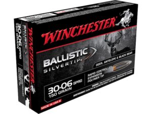 Winchester Ballistic Silvertip Ammunition 30-06 Springfield 150 Grain Rapid Controlled Expansion Polymer Tip Box of 20 For Sale