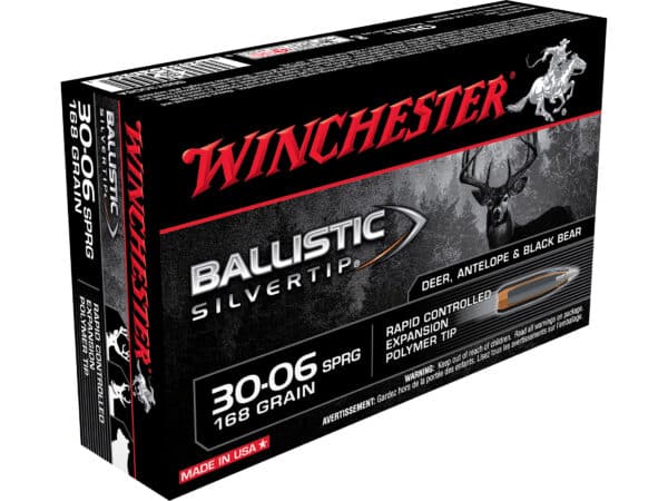 Winchester Ballistic Silvertip Ammunition 30 06 Springfield 168 Grain Rapid Controlled Expansion Polymer Tip Box of 20 For Sale 1