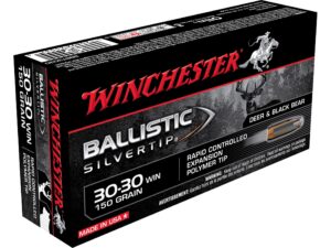 500 Rounds of Winchester Ballistic Silvertip Ammunition 30-30 Winchester 150 Grain Rapid Controlled Expansion Polymer Tip Box of 20 For Sale