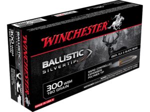 500 Rounds of Winchester Ballistic Silvertip Ammunition 300 Winchester Short Magnum (WSM) 180 Grain Rapid Controlled Expansion Polymer Tip   Box of 20 For Sale