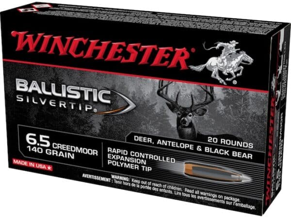 Winchester Ballistic Silvertip Ammunition 6.5 Creedmoor 140 Grain Rapid Controlled Expansion Polymer Tip Box of 20 For Sale