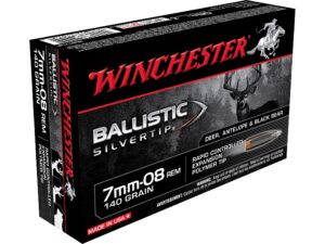 500 Rounds of Winchester Ballistic Silvertip Ammunition 7mm-08 Remington 140 Grain Rapid Controlled Expansion Polymer Tip Box of 20 For Sale
