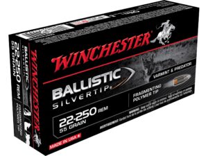 500 Rounds of Winchester Ballistic Silvertip Varmint Ammunition 22-250 Remington 55 Grain Fragmenting Polymer Tip For Sale
