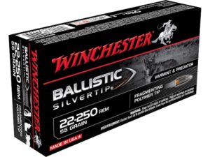 Winchester Ballistic Silvertip Varmint Ammunition 22-250 Remington 55 Grain Fragmenting Polymer Tip For Sale