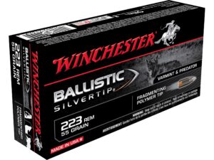 500 Rounds of Winchester Ballistic Silvertip Varmint Ammunition 223 Remington 55 Grain Fragmenting Polymer Tip Box of 20 For Sale