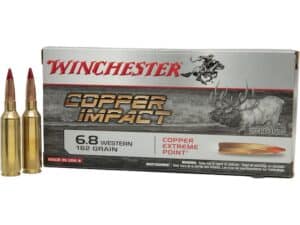 Winchester Copper Impact Ammunition 6.8 Western 162 Grain Copper Extreme Point Polymer Tip Lead-Free Box of 20 For Sale