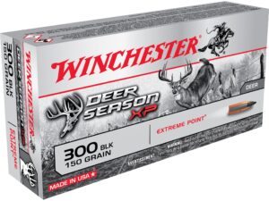 500 Rounds of Winchester Deer Season XP Ammunition 300 AAC Blackout 150 Grain Extreme Point Polymer Tip Box of 20 For Sale