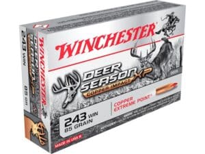 Winchester Deer Season XP Copper Impact Ammunition 243 Winchester 85 Grain Copper Extreme Point Polymer Tip Lead-Free Box of 20 For Sale