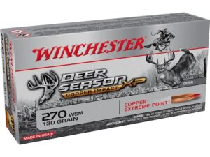 Winchester Deer Season XP Copper Impact Ammunition 270 Winchester Short Magnum (WSM) 130 Grain Copper Extreme Point Polymer Tip Lead-Free Box of 20 For Sale