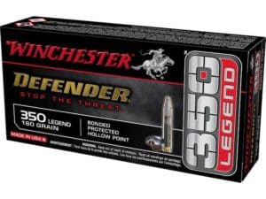 Winchester Defender Ammunition 350 Legend 160 Grain Bonded Jacketed Hollow Point Box of 20 For Sale