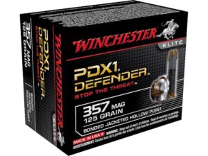 Winchester Defender Ammunition 357 Magnum 125 Grain Bonded Jacketed Hollow Point Box of 20 For Sale