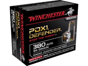 500 Rounds of Winchester Defender Ammunition 380 ACP 95 Grain Bonded Jacketed Hollow Point Box of 20 For Sale