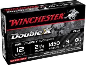 Winchester Double X Ammunition 12 Gauge 2-3/4" Buffered 00 Copper Plated Buckshot 9 Pellets Box of 5 For Sale