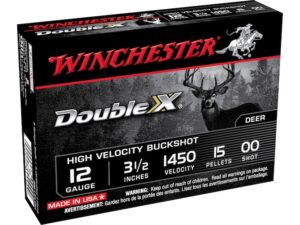 Winchester Double X Ammunition 12 Gauge 3-1/2" Buffered 00 Copper Plated Buckshot 15 Pellets Box of 5 For Sale