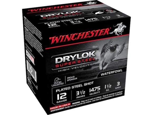 Winchester Drylok High Velocity Plated Ammunition 12 Gauge 3-1/2" 1-1/2 oz Non-Toxic Steel For Sale