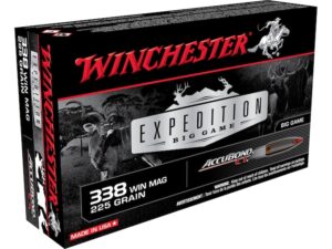 Winchester Expedition Big Game Ammunition 338 Winchester Magnum 225 Grain Nosler AccuBond Box of 20 For Sale