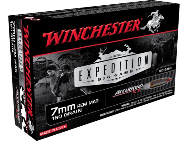 Winchester Expedition Big Game Ammunition 7mm Remington Magnum 160 Grain Nosler AccuBond Box of 20 For Sale 1