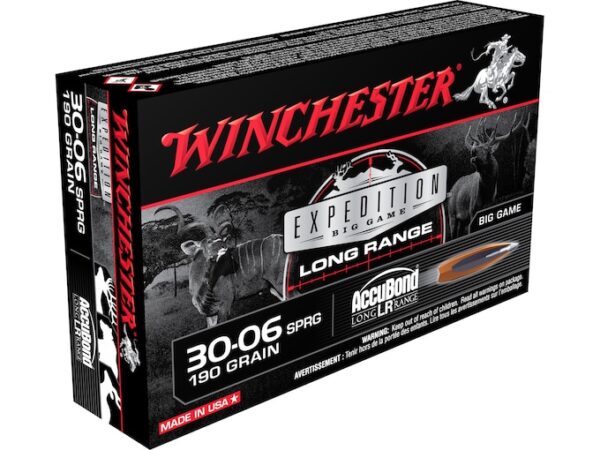 Winchester Expedition Big Game Long Range Ammunition 30-06 Springfield 190 Grain Nosler AccuBond LR Box of 20 For Sale
