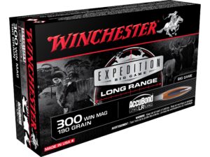 500 Rounds of Winchester Expedition Big Game Long Range Ammunition 300 Winchester Magnum 190 Grain Nosler AccuBond LR Box of 20 For Sale