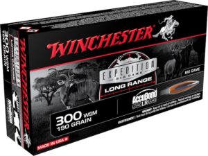 Winchester Expedition Big Game Long Range Ammunition 300 Winchester Short Magnum (WSM) 190 Grain Nosler AccuBond LR Box of 20 For Sale