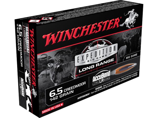 500 Rounds of Winchester Expedition Big Game Long Range Ammunition 6.5 Creedmoor 142 Grain Nosler AccuBond LR Box of 20 For Sale