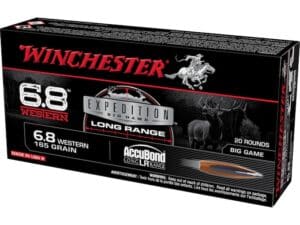 Winchester Expedition Big Game Long Range Ammunition 6.8 Western 165 Grain Bonded Polymer Tip Box of 20 For Sale