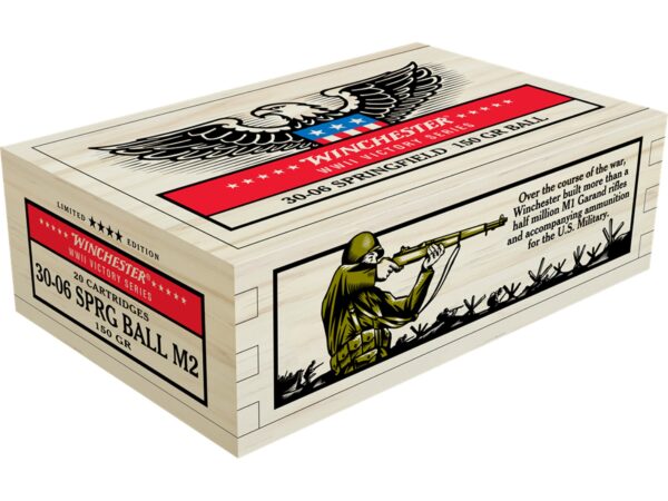 Winchester Limited Edition WWII Victory Series Commemorative Ammunition 30 06 Springfield M1 Garand 150 Grain Full Metal Jacket Flat Base For Sale 1