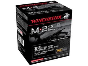 500 Rounds of Winchester M-22 Ammunition 22 Long Rifle 40 Grain Black Plated Lead Round Nose For Sale