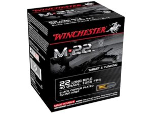 Winchester M-22 Ammunition 22 Long Rifle 40 Grain Black Plated Lead Round Nose For Sale