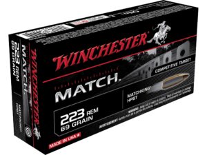 500 Rounds of Winchester Match Ammunition 223 Remington 69 Grain Sierra MatchKing Hollow Point Boat Tail Box of 20 For Sale