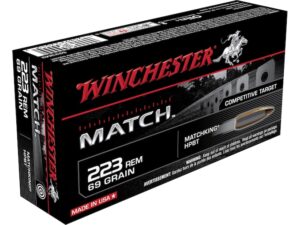 Winchester Match Ammunition 223 Remington 69 Grain Sierra MatchKing Hollow Point Boat Tail Box of 20 For Sale