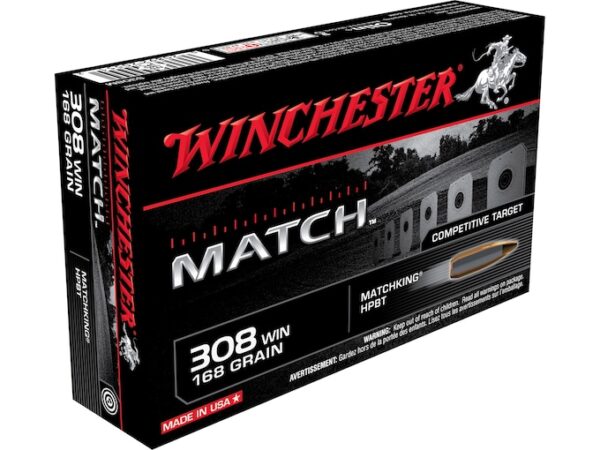 Winchester Match Ammunition 308 Winchester 168 Grain Hollow Point Boat Tail For Sale