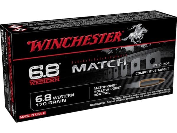 Winchester Match Ammunition 6.8 Western 170 Grain Hollow Point Boat Tail For Sale