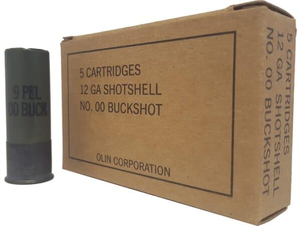 Winchester Military Grade Ammunition 12 Gauge 2-3/4" Buffered 00 Buckshot 9 Pellets For Sale