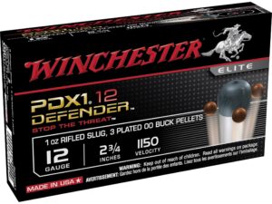 500 Rounds of Winchester PDX1 Defender Ammunition 12 Gauge 2-3/4″ 1/2 oz 00 Buckshot over 1 oz Bonded Slug Box of 10 For Sale