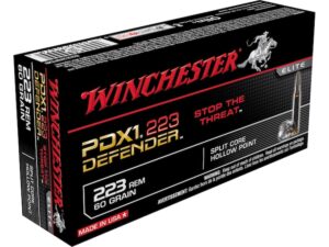 Winchester PDX1 Defender Ammunition 223 Remington 60 Grain Bonded Jacketed Hollow Point Box of 20 For Sale