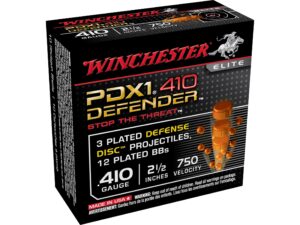 500 Rounds of Winchester PDX1 Defender Ammunition 410 Bore 2-1/2″ 3 Disks over 1/4 oz BB Box of 10 For Sale